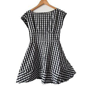 Black and White Gingham Kate Spade Fiorella Fit-and-Flare Dress — Sz 6